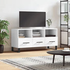 Tv-meubel met bewerkte hout en ijzeren poten voor een trendy kamer - Wit / 1 - Tv-meubels