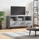 Tv-meubel met bewerkte hout en ijzeren poten voor een trendy kamer - Betongrijs / 1 - Tv-meubels