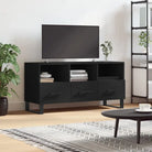 Tv-meubel met bewerkte hout en ijzeren poten voor een trendy kamer - Zwart / 1 - Tv-meubels