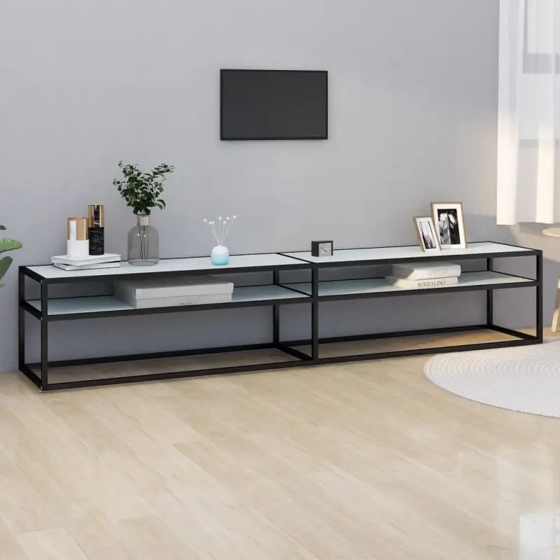 Tv-meubel met gehard glas een strak en stabiel ontwerp - Zwart en witmarmer / 1 / 220 cm - Tv-meubels
