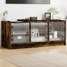 Tv-meubel met glazen deuren en bewerkt hout voor een stijlvolle look - Gerookt eiken / 1 - Tv-meubels