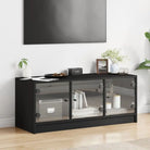 Tv-meubel met glazen deuren en bewerkt hout voor een stijlvolle look - Tv-meubels