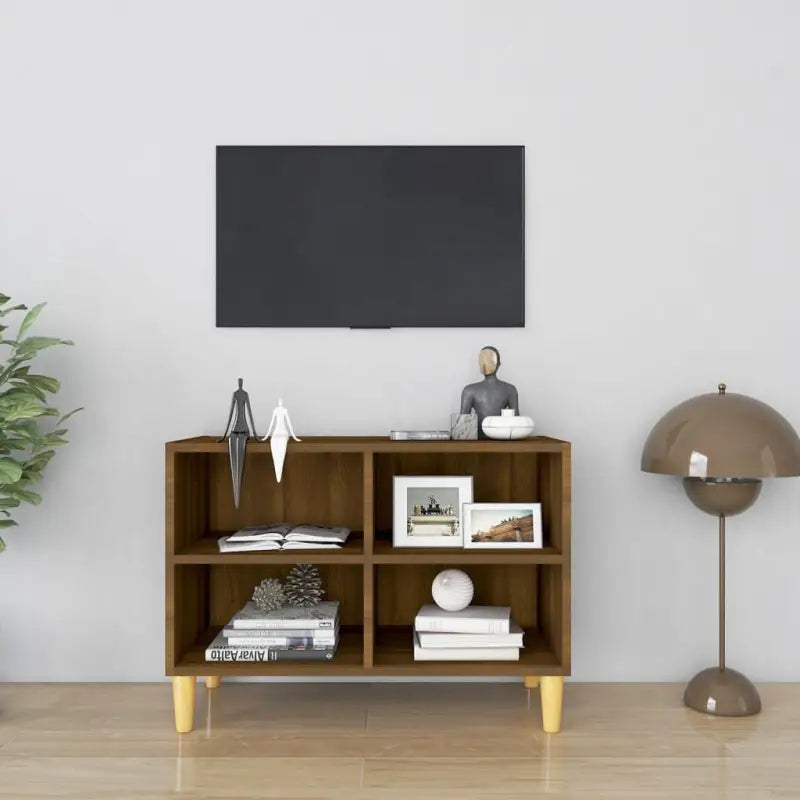 Tv-meubel met houten poten in Scandinavisch design - bruin eikenkleur / 1 / 69.5 cm - Tv-meubels