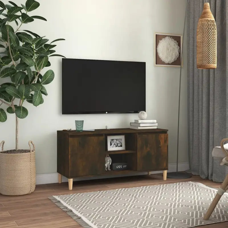 Tv-meubel met houten poten in Scandinavisch design - Gerookt eiken / 1 - Tv-meubels