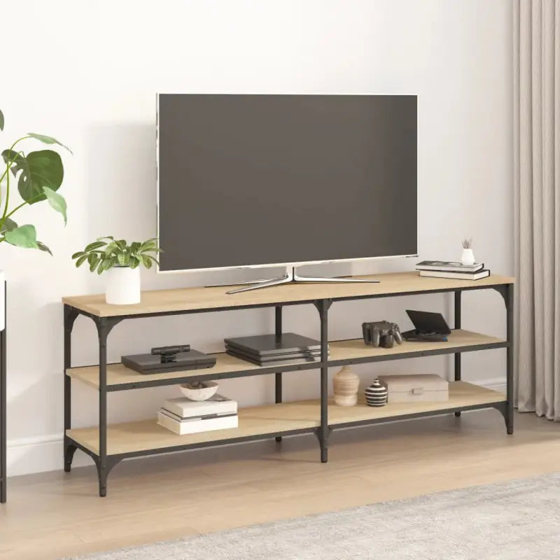 Tv-meubel met industrieel ontwerp en bewerkt hout met verstelbare poten - Sonoma eiken / 1 / 140 cm - Tv-meubels