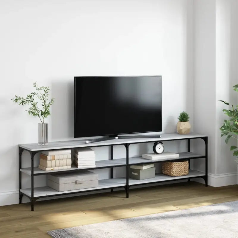 Tv-meubel met industrieel ontwerp en bewerkt hout met verstelbare poten - Grijs sonoma / 1 / 180 cm - Tv-meubels