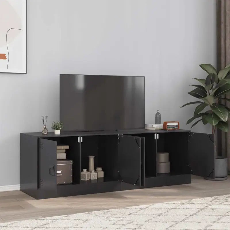 Tv-meubel met koudgewalst staal voor een trendy en stabiel design - Zwart / 2 - Tv-meubels