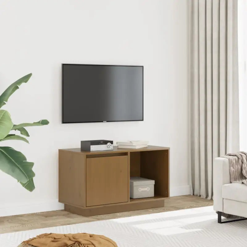 Tv-meubel met massief grenenhout en modern design - Honingbruin / 1 - Tv-meubels