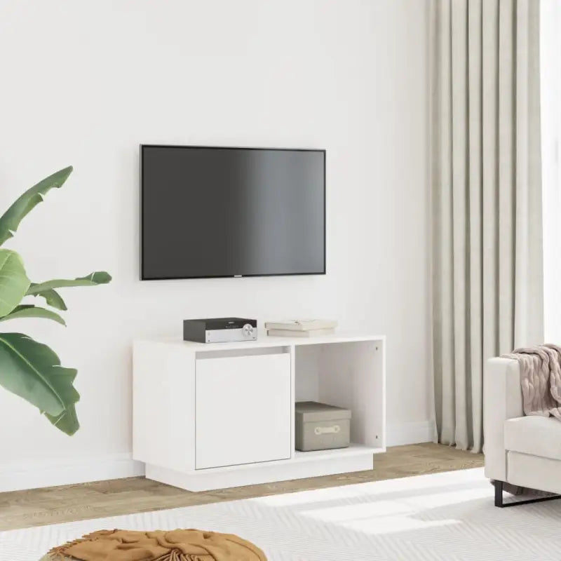 Tv-meubel met massief grenenhout en modern design - Wit / 1 - Tv-meubels