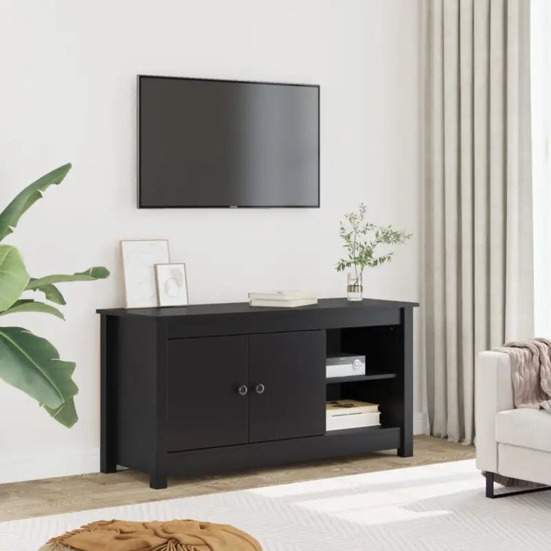 Tv-meubel met massief grenenhout voor een strak en trendy interieur - Zwart / 1 - Tv-meubels