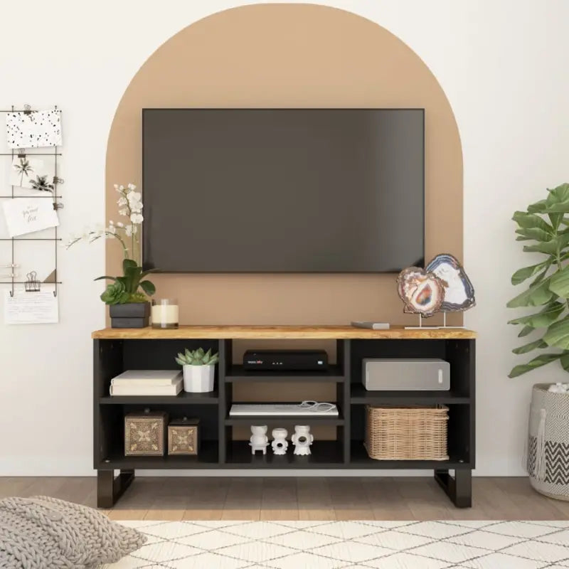 Tv-meubel met massief mangohout en bewerkt hout voor een trendy kamer - Lichtbruin / 1 - Tv-meubels