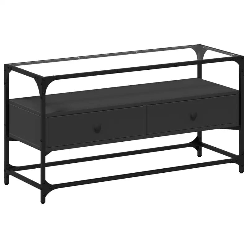 Tv-meubel met metalen frame en glazen blad voor een industrieel interieur - Tv-meubels