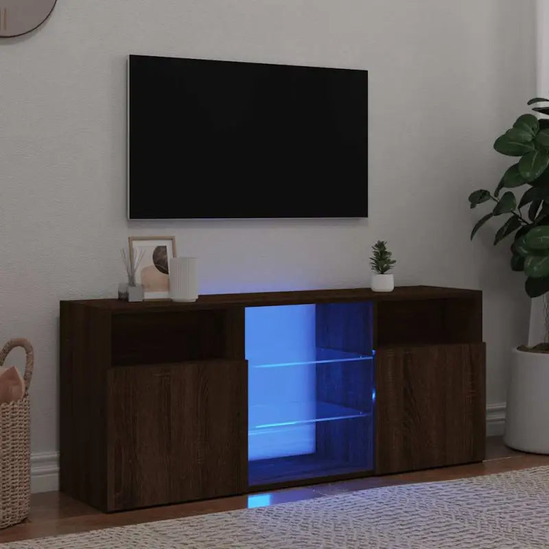 Tv-meubel met RGB LED-verlichting en duurzaam bewerkt hout - Tv-meubels