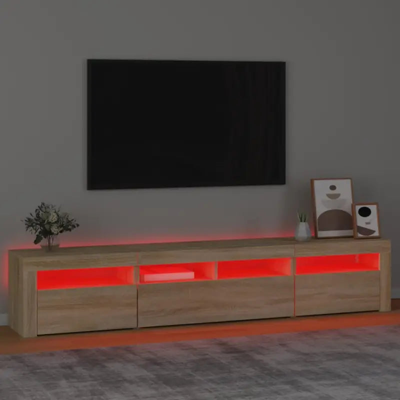 Tv-meubel met rgb led-verlichting en hoogwaardig bewerkt hout - Tv-meubels