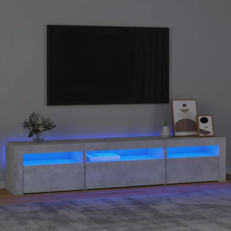 Tv-meubel met rgb led-verlichting en hoogwaardig bewerkt hout - Betongrijs / 1 / 195 cm - Tv-meubels