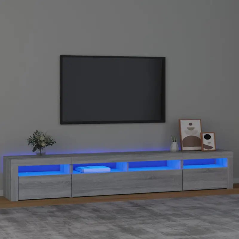 Tv-meubel met rgb led-verlichting en hoogwaardig bewerkt hout - Grijs sonoma / 1 / 240 cm - Tv-meubels