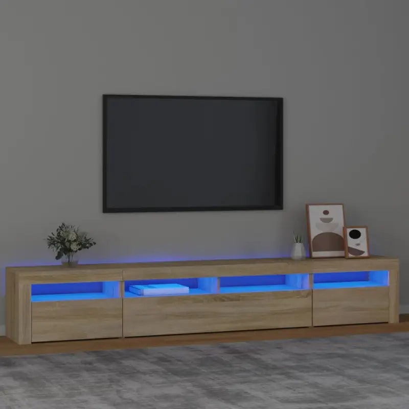 Tv-meubel met rgb led-verlichting en hoogwaardig bewerkt hout - Sonoma eiken / 1 / 240 cm - Tv-meubels