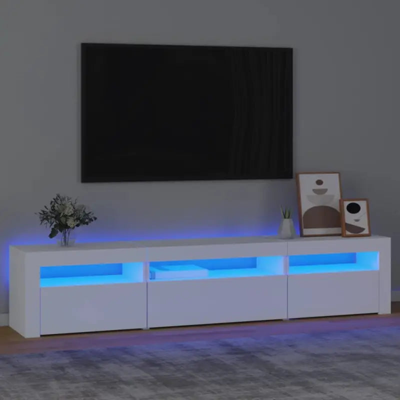 Tv-meubel met rgb led-verlichting en hoogwaardig bewerkt hout - Wit / 1 / 195 cm - Tv-meubels