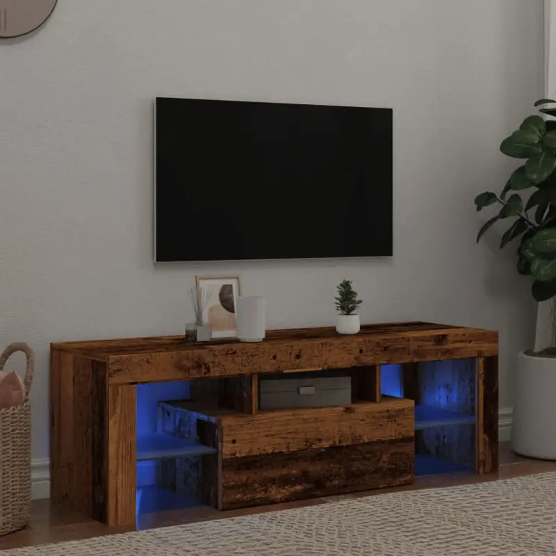 Tv-meubel met RGB LED-verlichting en modern design - Oud hout / 1 - Tv-meubels