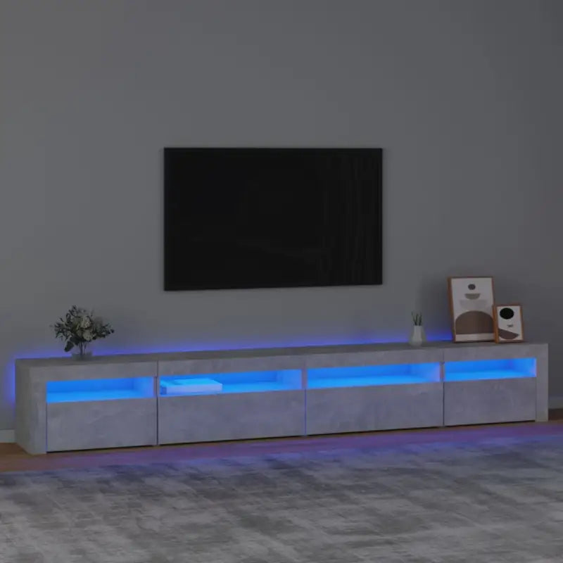 Tv-meubel met rgb led-verlichting en praktisch houten ontwerp - Betongrijs / 1 / 270 cm - Tv-meubels