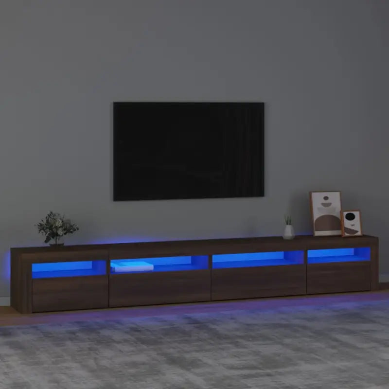 Tv-meubel met rgb led-verlichting en praktisch houten ontwerp - bruin eikenkleur / 1 / 270 cm - Tv-meubels