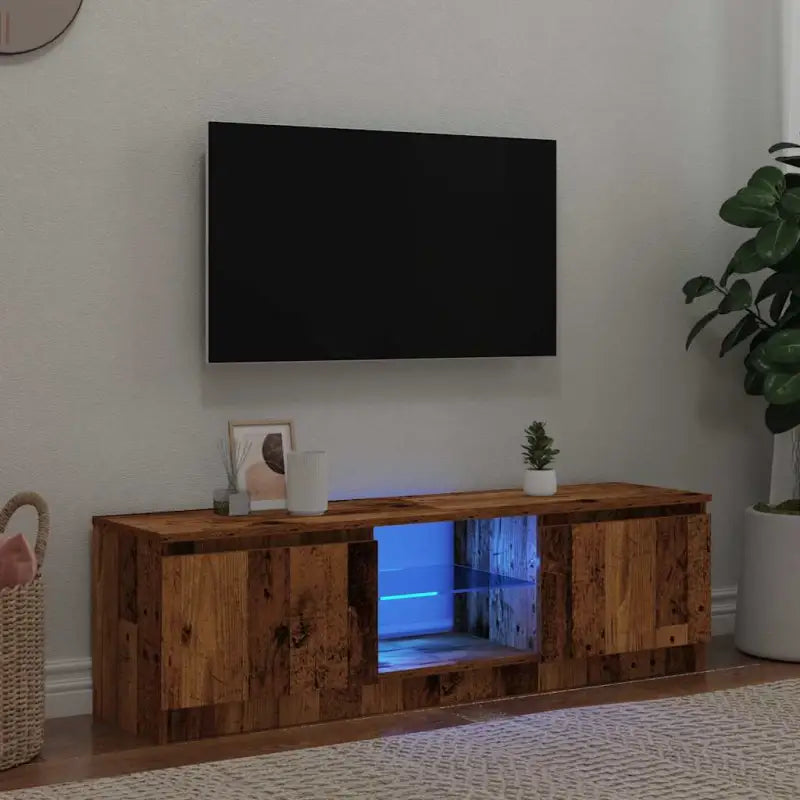 Tv-meubel met rgb led-verlichting en stevig praktisch ontwerp - Oud hout / 120 x 30 x 36 cm / 1 - Tv-meubels