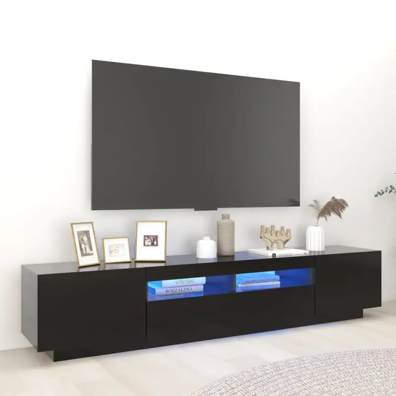 Tv-meubel met RGB LED-verlichting en trendy ontwerp voor elk interieur - Zwart / 1 - Tv-meubels