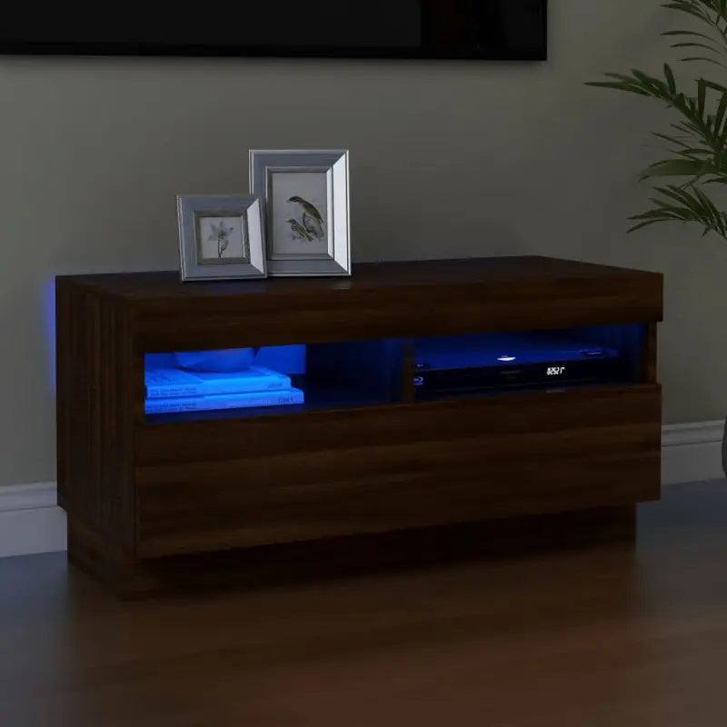 Tv-meubel met RGB LED-verlichting en trendy praktisch ontwerp - bruin eikenkleur / 1 / 80 cm - Tv-meubels