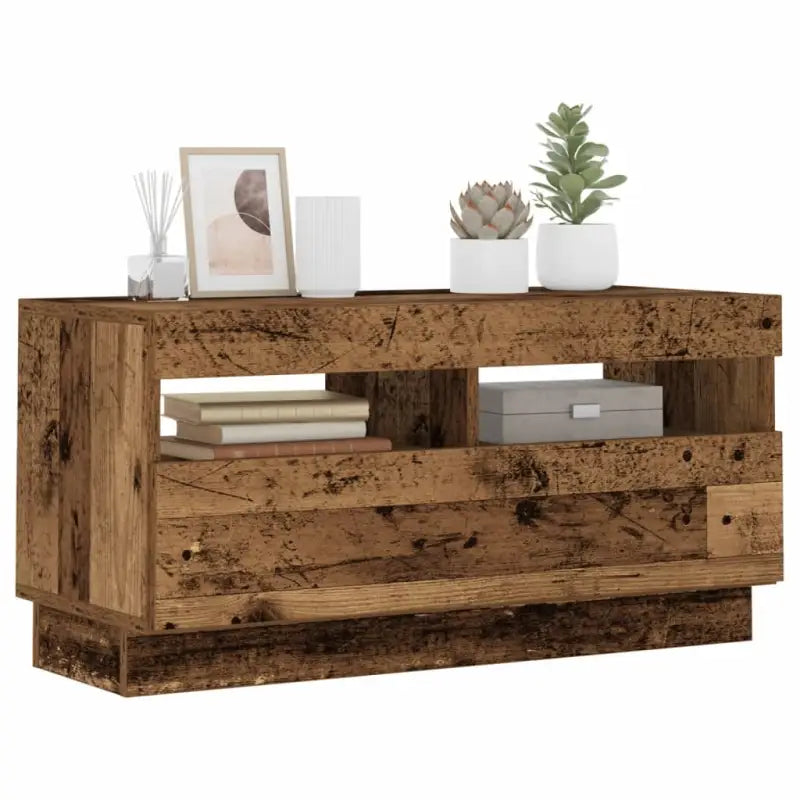 Tv-meubel met RGB LED-verlichting en trendy praktisch ontwerp - Oud hout / 1 / 80 cm - Tv-meubels