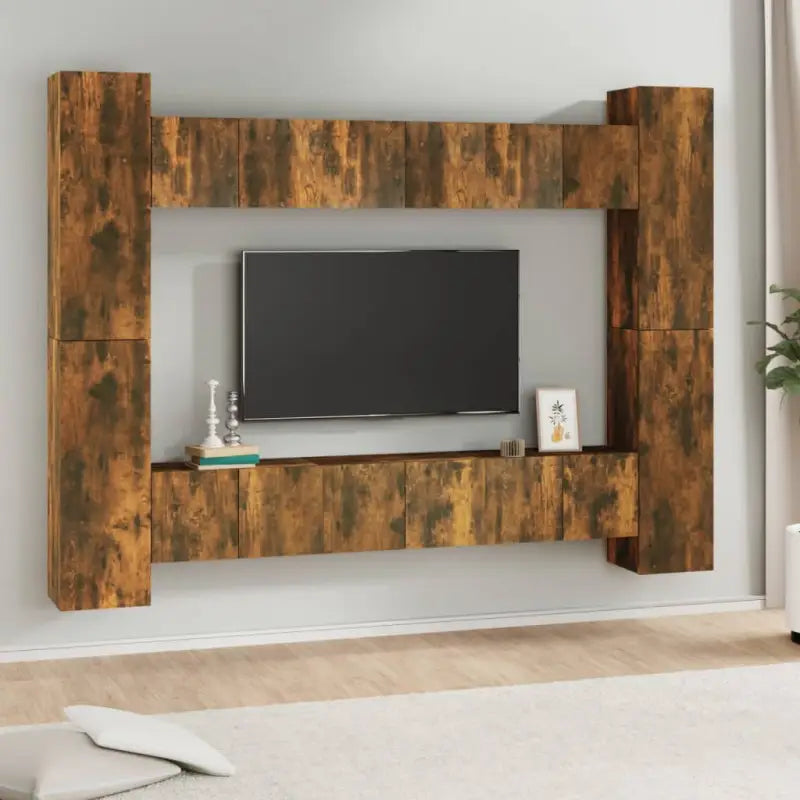 Tv-meubel set van bewerkt hout met trendy en stevig design - Gerookt eiken / 10 / 60 cm - Tv-meubels