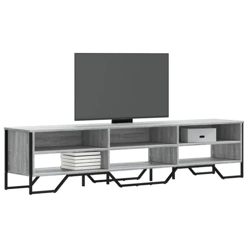 Tv-meubel van bewerkt hout in grijs sonoma met veel opbergruimte - Grijs sonoma / 1 / 180 cm - Tv-meubels