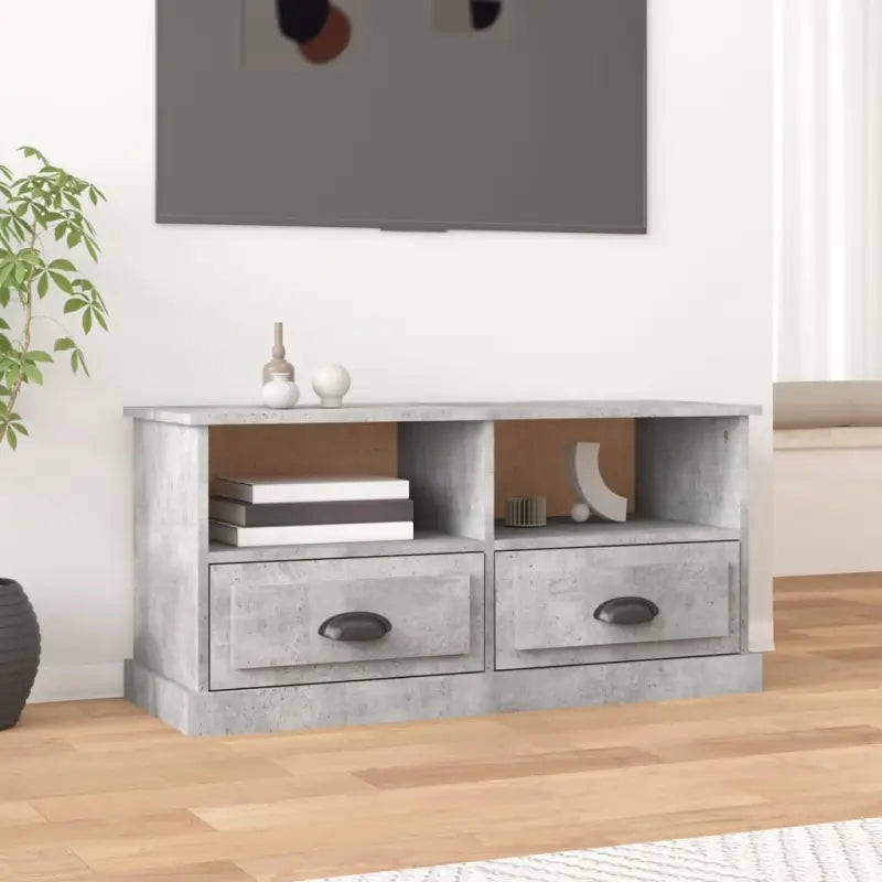 Tv-meubel van bewerkt hout in hoogglans wit voor een trendy uitstraling - Betongrijs / 1 - Tv-meubels
