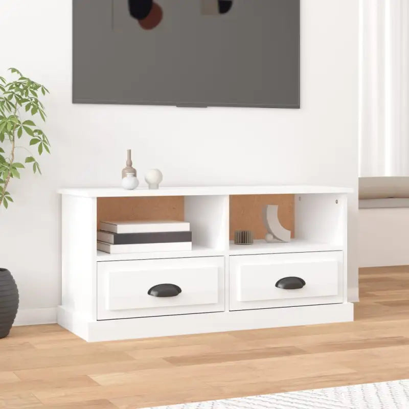 Tv-meubel van bewerkt hout in hoogglans wit voor een trendy uitstraling - Tv-meubels