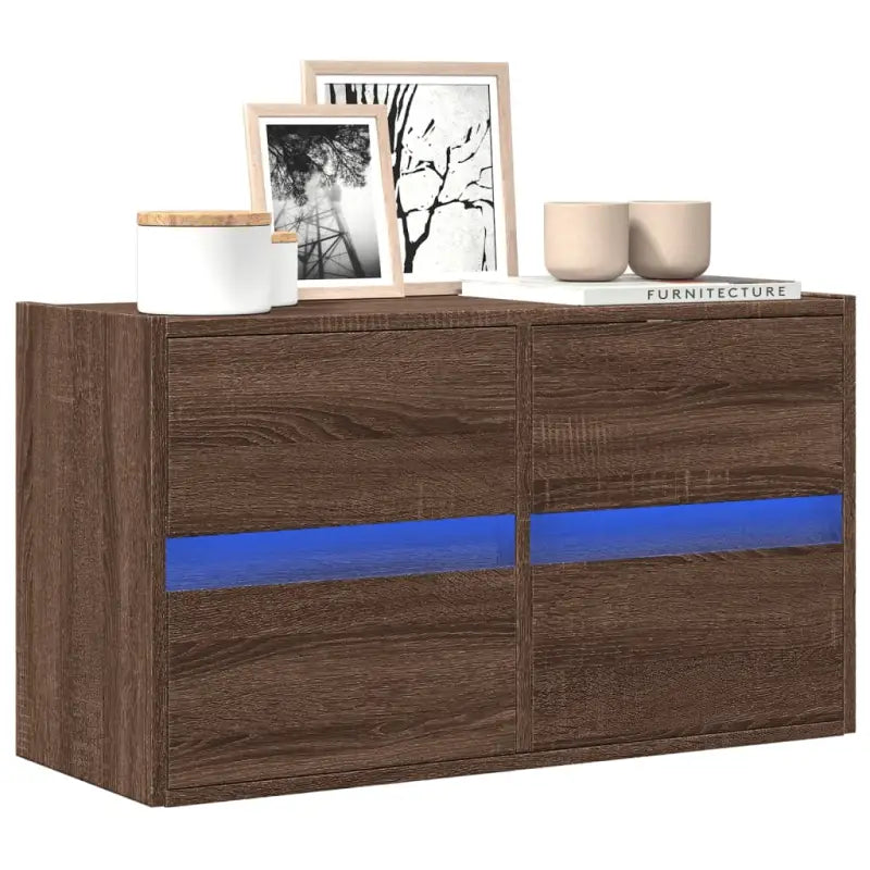 Tv-meubel van bewerkt hout in Sonoma Eiken voor duurzame opbergruimte - bruin eikenkleur / 1 / 80 cm - Tv-meubels