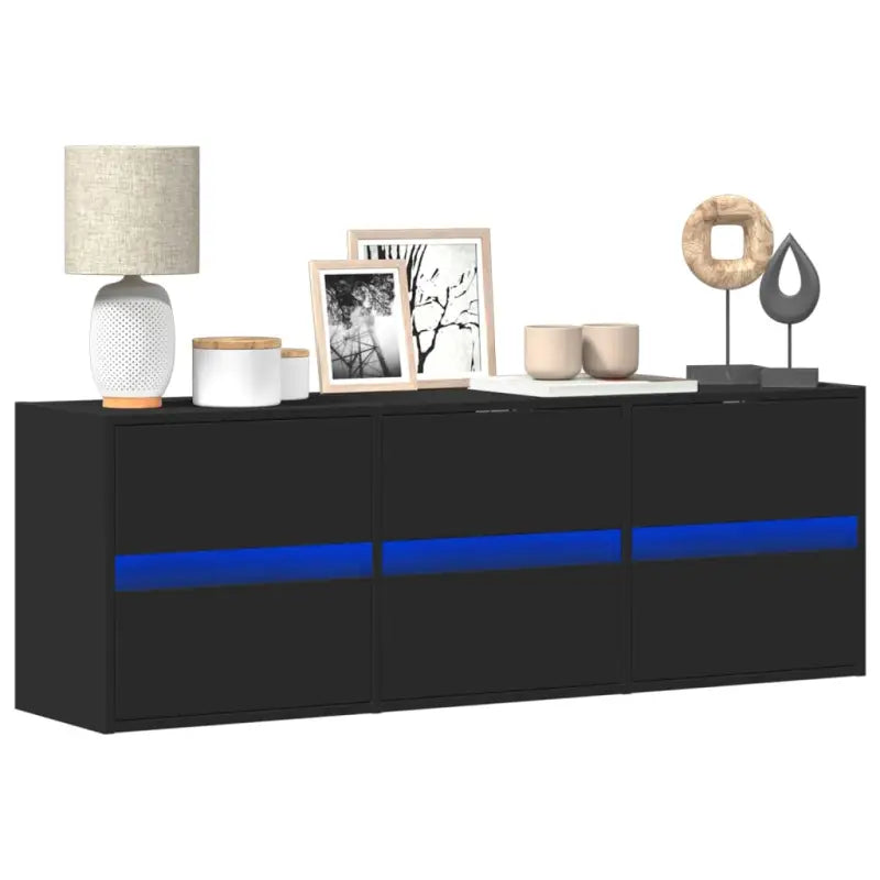 Tv-meubel van bewerkt hout in Sonoma Eiken voor duurzame opbergruimte - Zwart / 1 / 130 cm - Tv-meubels