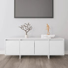 Tv-meubel van bewerkt hout met 4 deuren voor een stijlvolle woonkamer - Wit / 1 - Tv-meubels