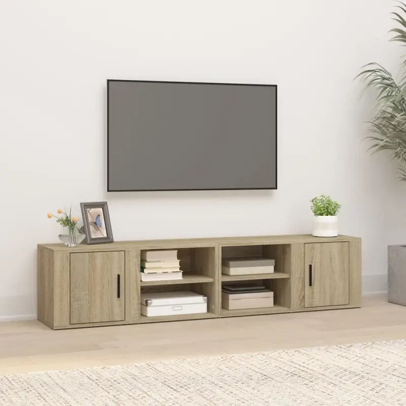 Tv-meubel van bewerkt hout met eigentijds en stevig design - Sonoma eiken / 2 - Tv-meubels