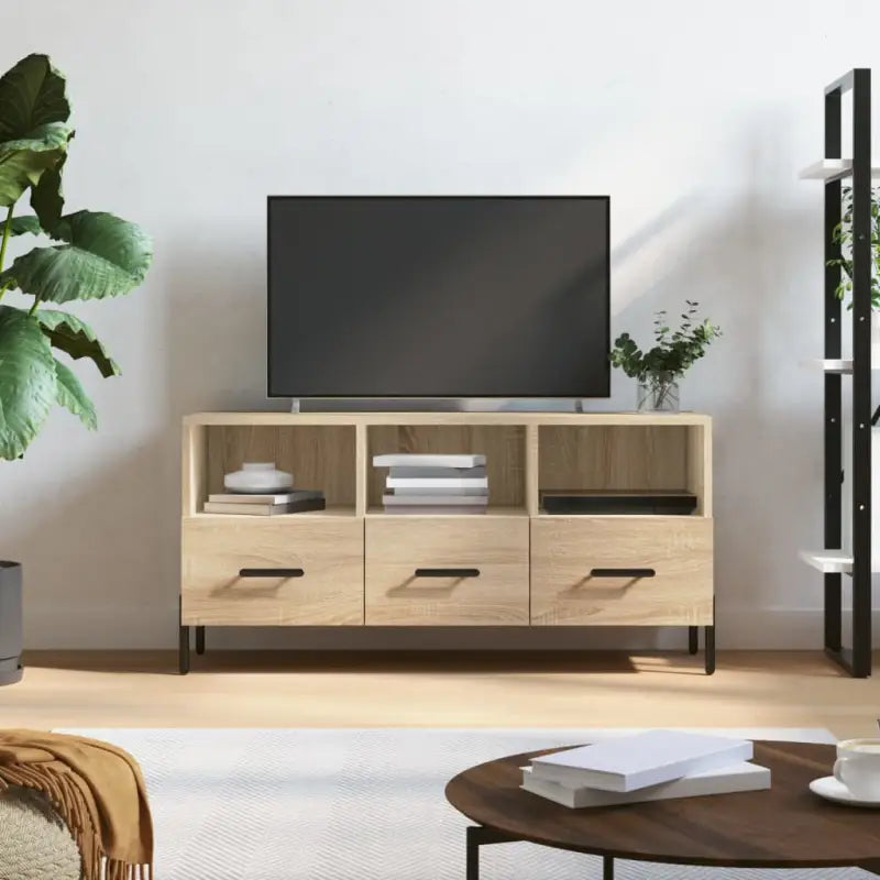 Tv-meubel van bewerkt hout met ijzeren poten en praktisch design - Sonoma eiken / 1 - Tv-meubels