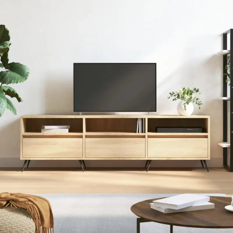 Tv-meubel van bewerkt hout met ijzeren poten en veel opbergruimte - Sonoma eiken / 1 - Tv-meubels