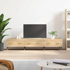 Tv-meubel van bewerkt hout met ijzeren poten in hoogglans wit - Sonoma eiken / 1 - Tv-meubels