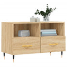 Tv-meubel van bewerkt hout met ijzeren poten in Sonoma Eiken design - Tv-meubels