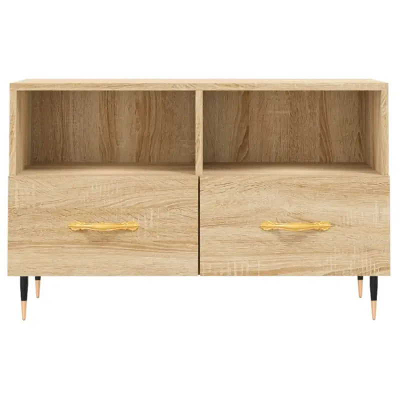Tv-meubel van bewerkt hout met ijzeren poten in Sonoma Eiken design - Tv-meubels