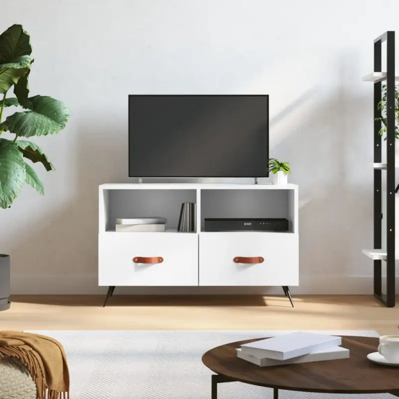 Tv meubel van bewerkt hout met ijzeren poten voor een trendy uitstraling - Wit / 1 - Tv-meubels