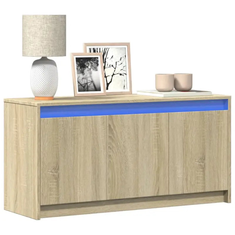 Tv-meubel van bewerkt hout met LED-verlichting en stabiel ontwerp - Sonoma eiken / 1 - Tv-meubels