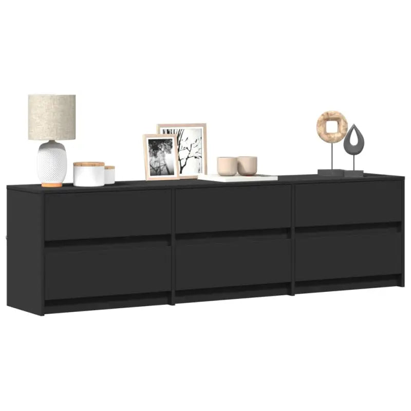 Tv-meubel van bewerkt hout met LED-verlichting en stevig ontwerp - Zwart / 1 / 180 cm - Tv-meubels