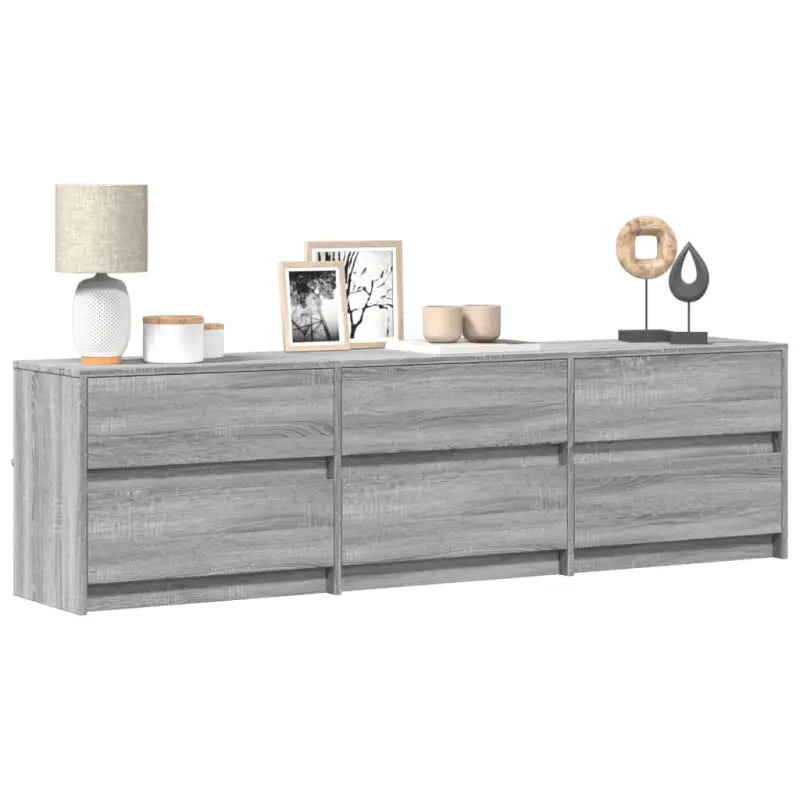 Tv-meubel van bewerkt hout met LED-verlichting en stevig ontwerp - Grijs sonoma / 1 / 180 cm - Tv-meubels
