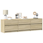 Tv-meubel van bewerkt hout met LED-verlichting en stevig ontwerp - Sonoma eiken / 1 / 180 cm - Tv-meubels