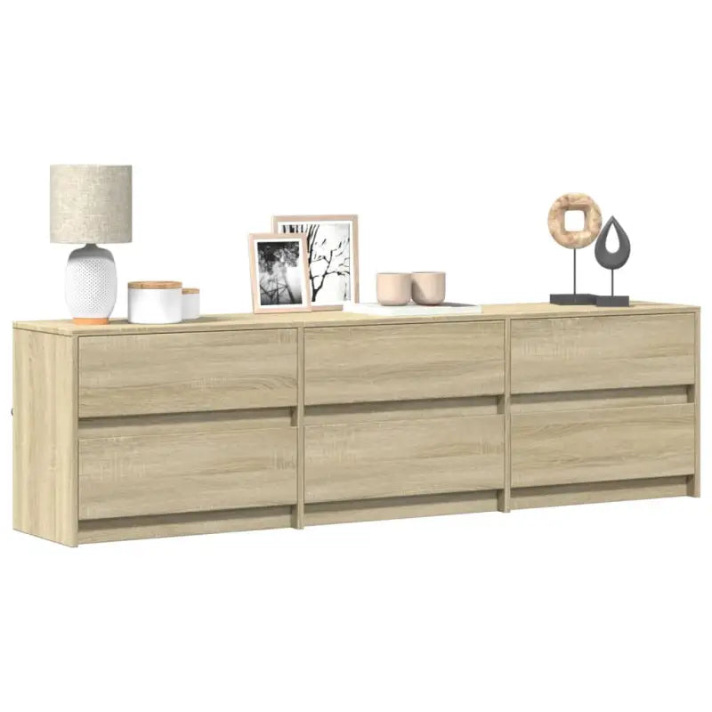 Tv-meubel van bewerkt hout met LED-verlichting en stevig ontwerp - Sonoma eiken / 1 / 180 cm - Tv-meubels