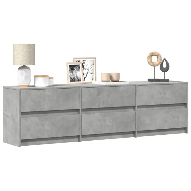 Tv-meubel van bewerkt hout met LED-verlichting en stevig ontwerp - Betongrijs / 1 / 180 cm - Tv-meubels