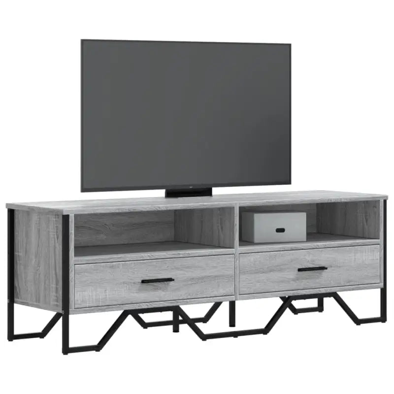 Tv-meubel van bewerkt hout met metalen handgrepen en veel opbergruimte - Grijs sonoma / 1 - Tv-meubels